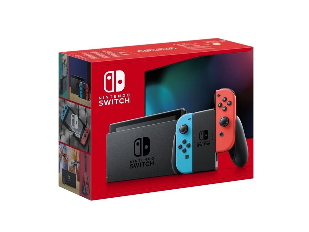 Console-Nintendo-Switch-avec-paire-de-Joy-Con-Rouge-et-Bleu-Neon-V2.jpg Console Nintendo Switch avec paire de Joy-Con Rouge et Bleu Neon V2 – Image 1